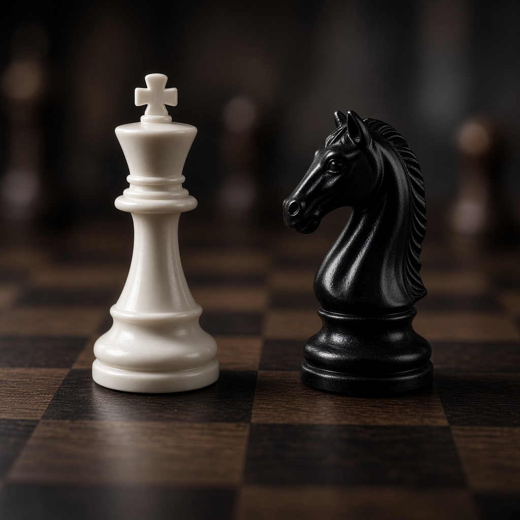 Two chess pieces on a board